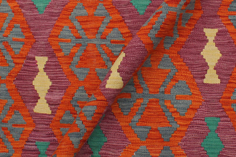 handmade Geometric Kilim Rust Beige Hand-Woven RECTANGLE 100% WOOL area rug 6 x 8