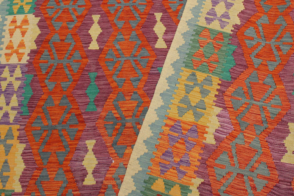 handmade Geometric Kilim Rust Beige Hand-Woven RECTANGLE 100% WOOL area rug 6 x 8