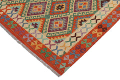 handmade Geometric Kilim Blue Rust Hand-Woven RECTANGLE 100% WOOL area rug 6 x 8