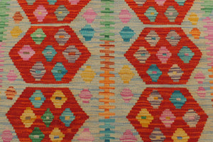 handmade Geometric Kilim Blue Rust Hand-Woven RECTANGLE 100% WOOL area rug 3 x 5