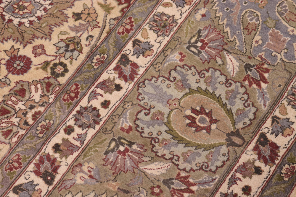 handmade Transitional Tabriz Gold Green Hand Knotted RECTANGLE 100% WOOL area rug 10x14