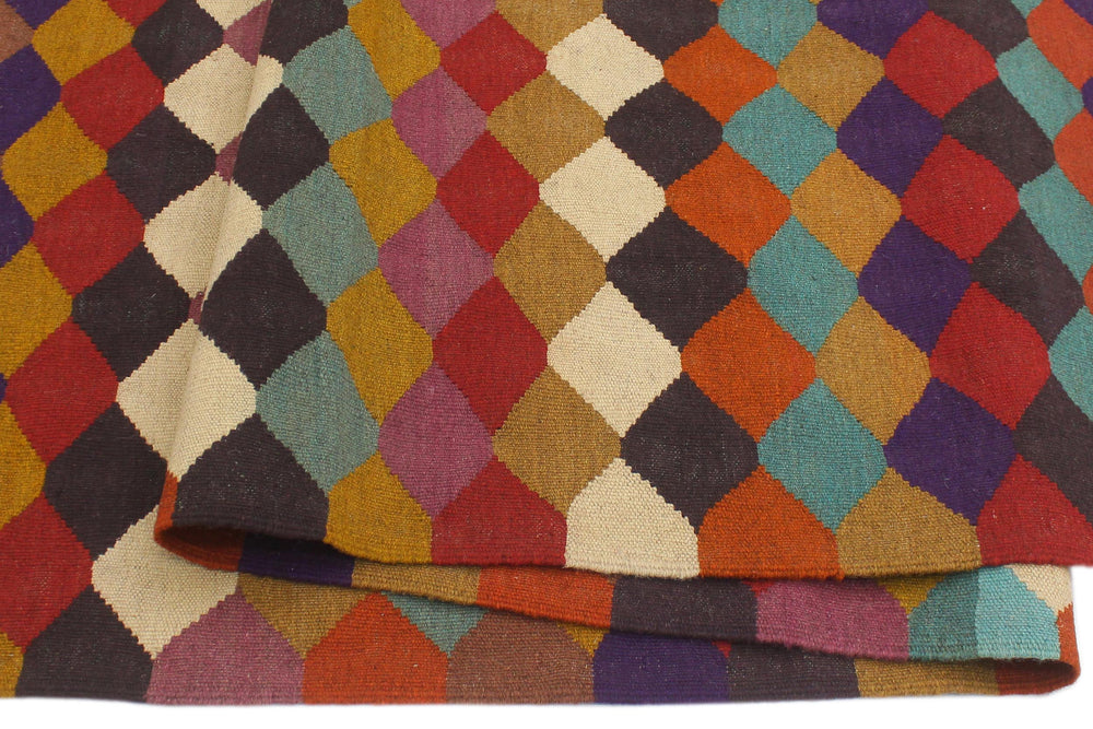 handmade Modern Kilim Blue Beige Hand-Woven RECTANGLE 100% WOOL area rug 6x8