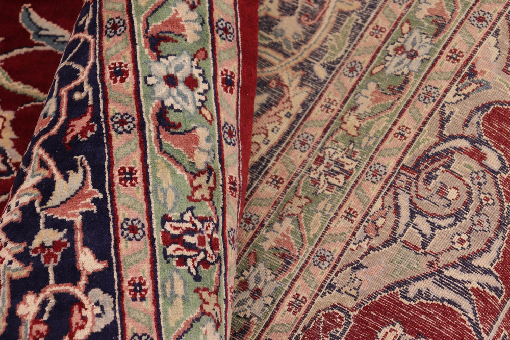 handmade Traditional Isphan Red Blue Hand Knotted RECTANGLE WOOL&SILK area rug 10x14
