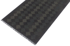 handmade Modern Kilim Black Green Hand-Woven RUNNER 100% WOOL area rug 3' x 8'