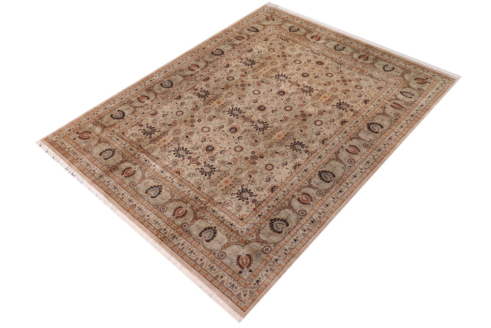 handmade Transitional New Asif Beige Gold Hand Knotted RECTANGLE 100% WOOL area rug 10x14
