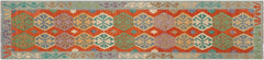 handmade Geometric Kilim Rust Blue Hand-Woven RUNNER 100% WOOL area rug 3 x 13
