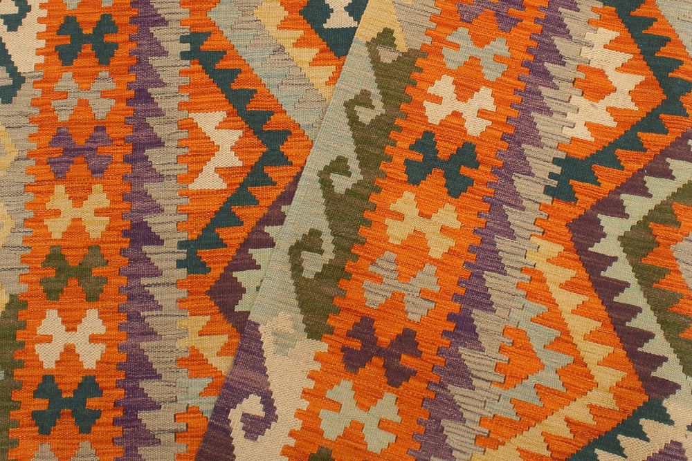 handmade Geometric Kilim Rust Beige Hand-Woven RECTANGLE 100% WOOL area rug 5x6