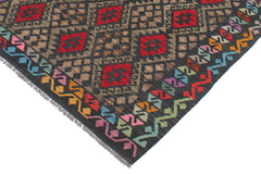 handmade Geometric Kilim Charcoal Rust Hand-Woven RECTANGLE 100% WOOL area rug 6 x 8