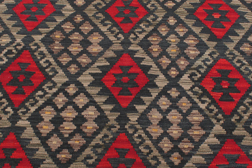 handmade Geometric Kilim Charcoal Rust Hand-Woven RECTANGLE 100% WOOL area rug 6 x 8