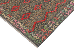 handmade Geometric Kilim Green Red Hand-Woven RECTANGLE 100% WOOL area rug 5 x 7