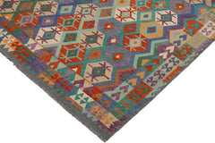 handmade Geometric Kilim Rust Gray Hand-Woven RECTANGLE 100% WOOL area rug 8 x 10