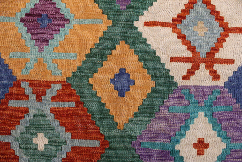 handmade Geometric Kilim Rust Gray Hand-Woven RECTANGLE 100% WOOL area rug 8 x 10