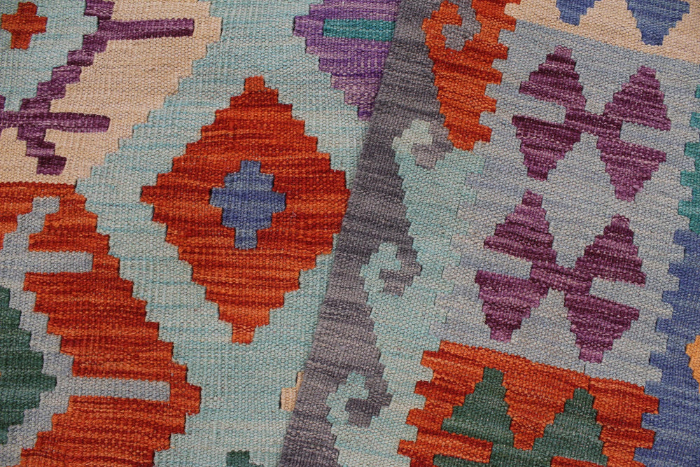 handmade Geometric Kilim Rust Gray Hand-Woven RECTANGLE 100% WOOL area rug 8 x 10