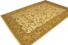 handmade Traditional  Ivory Gold Hand Knotted RECTANGLE 100% WOOL area rug 10' x 14'