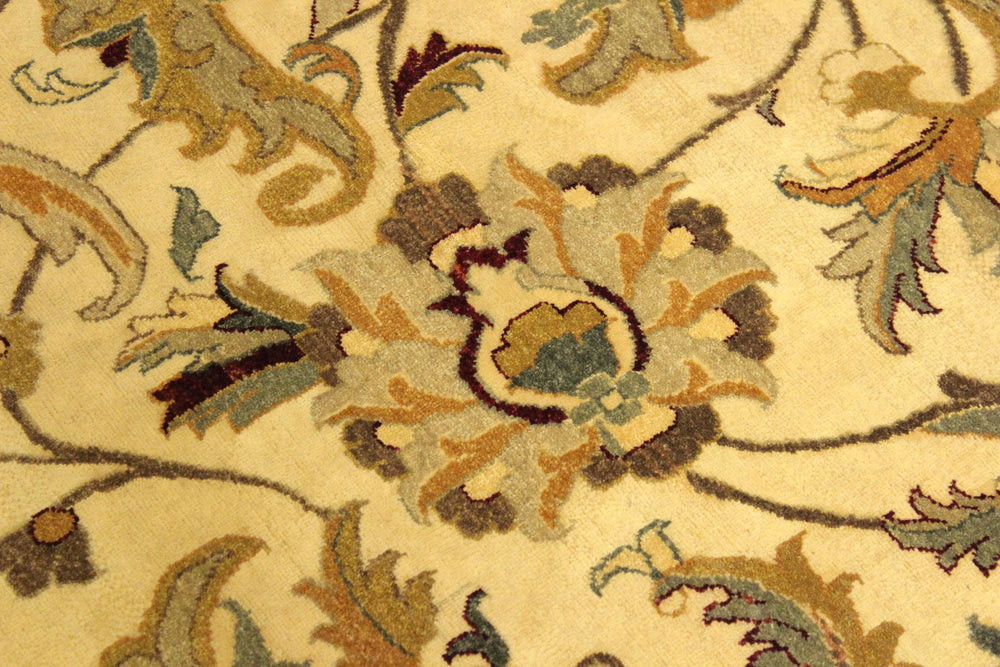 handmade Traditional  Ivory Gold Hand Knotted RECTANGLE 100% WOOL area rug 10' x 14'