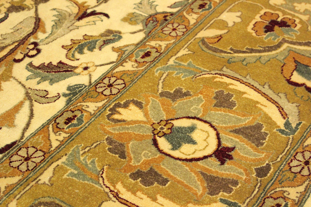 handmade Traditional  Ivory Gold Hand Knotted RECTANGLE 100% WOOL area rug 10' x 14'