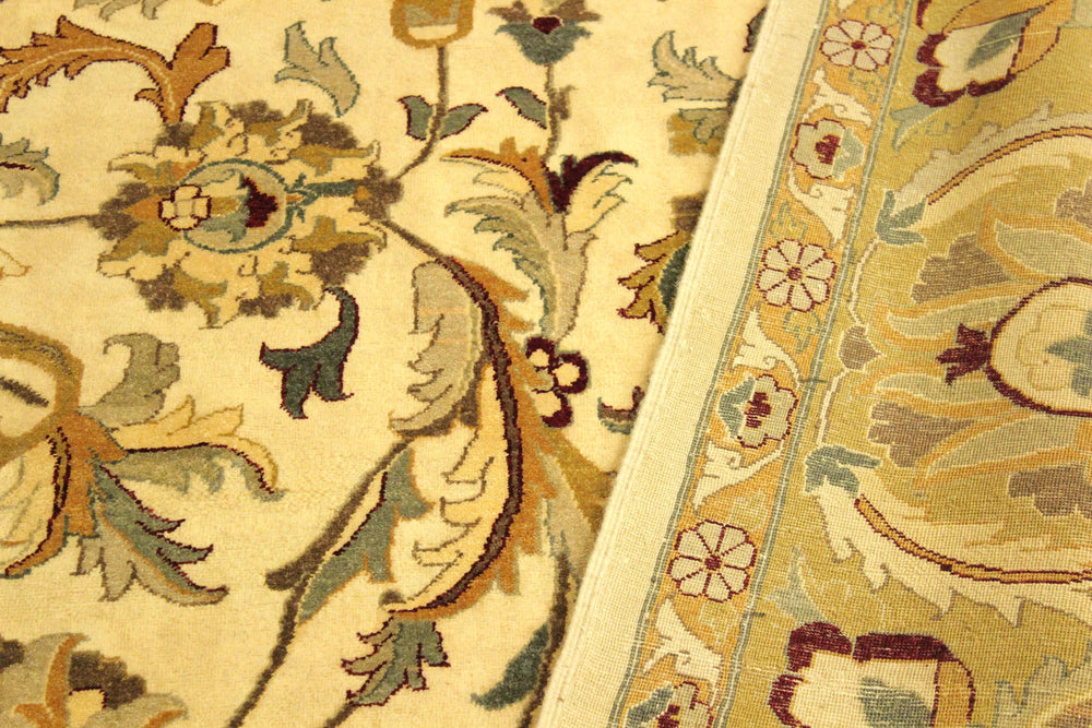 handmade Traditional  Ivory Gold Hand Knotted RECTANGLE 100% WOOL area rug 10' x 14'