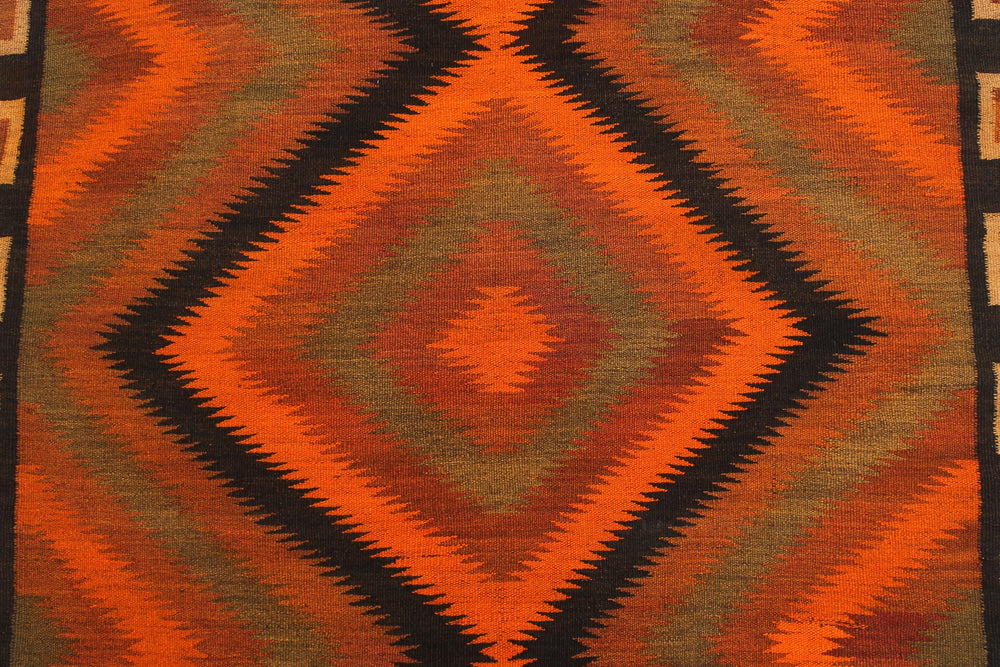 handmade Geometric Kilim Rust Brown Hand-Woven RUNNER 100% WOOL area rug 5' x 10'
