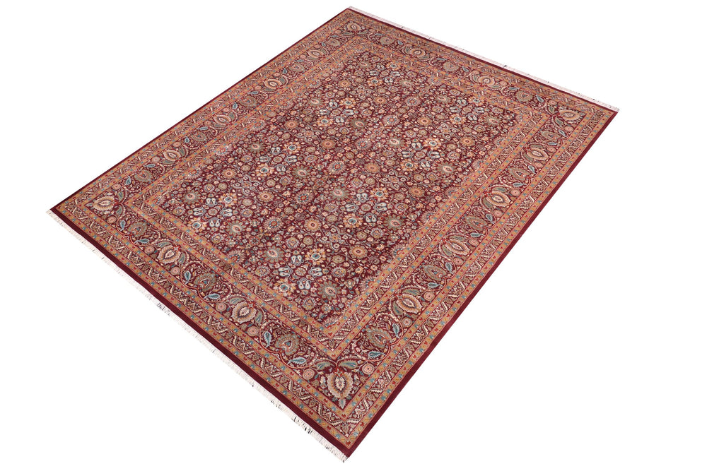 handmade Transitional New Asif Aubergine Beige Hand Knotted RECTANGLE 100% WOOL area rug 10x14