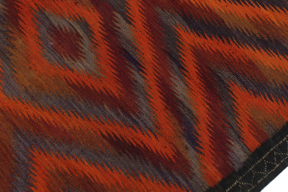 handmade Geometric Kilim Rust Brown Hand-Woven RUNNER 100% WOOL area rug 4' x 10'