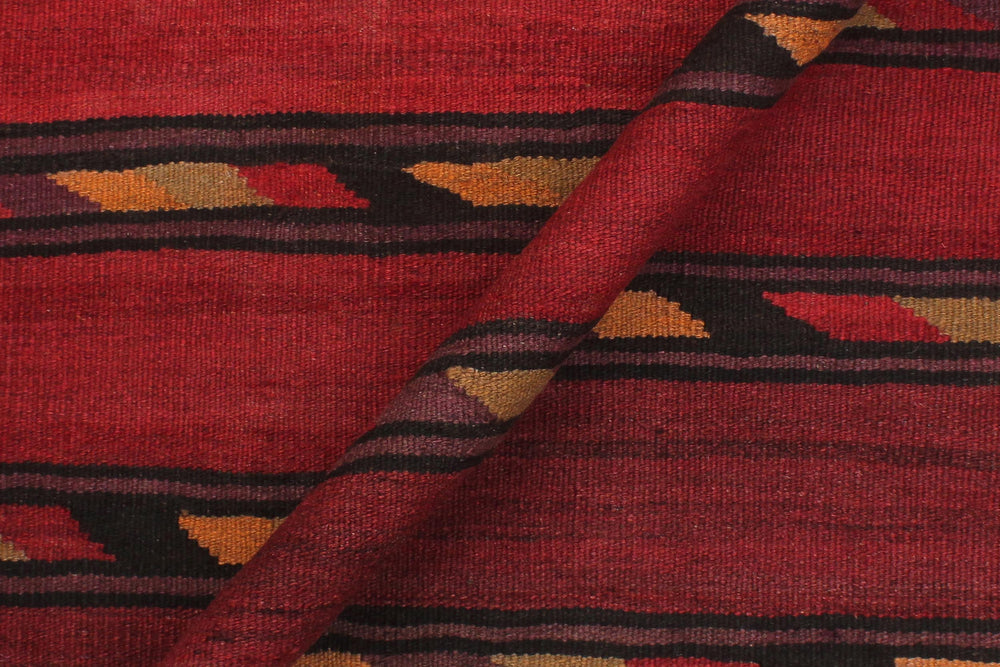 handmade Geometric Kilim Red Blue Hand-Woven RECTANGLE 100% WOOL area rug 4' x 7'
