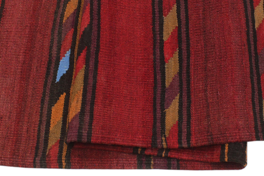 handmade Geometric Kilim Red Blue Hand-Woven RECTANGLE 100% WOOL area rug 4' x 7'