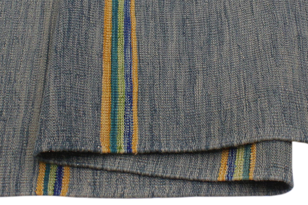 handmade Modern Kilim Blue Gold Hand-Woven RECTANGLE 100% WOOL area rug 9x11