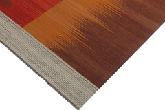 handmade Modern Kilim Brown Red Hand-Woven RECTANGLE 100% WOOL area rug 8x10