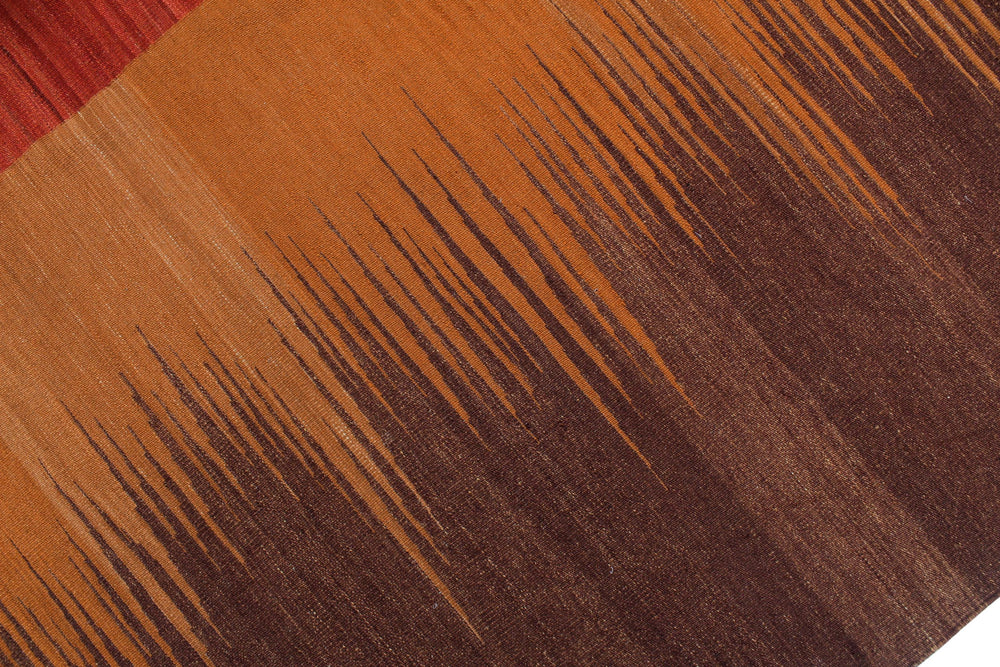handmade Modern Kilim Brown Red Hand-Woven RECTANGLE 100% WOOL area rug 8x10