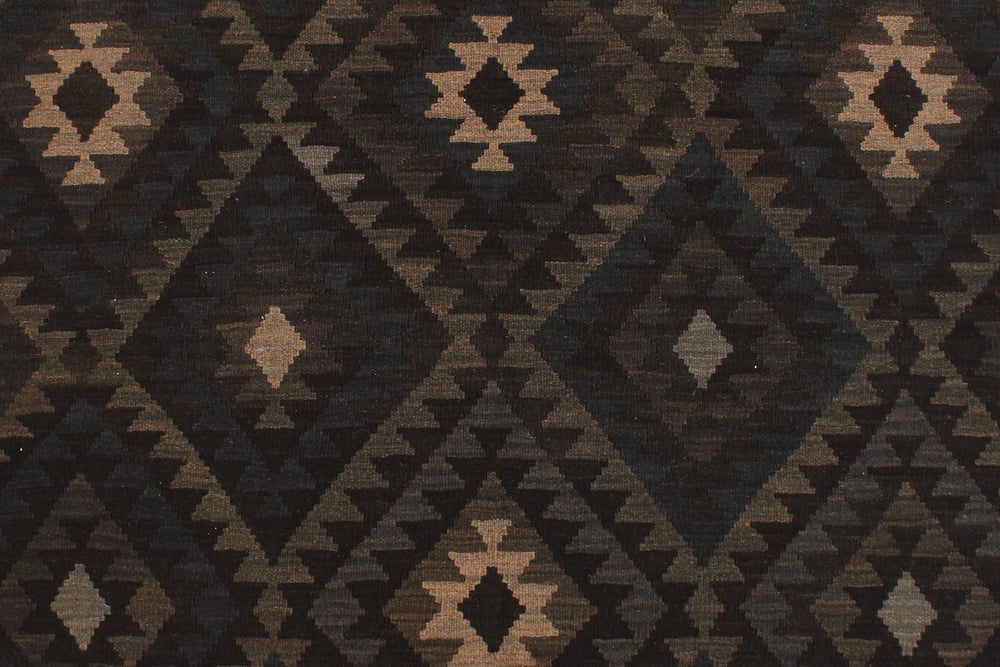 handmade Modern Kilim Black Blue Hand-Woven RECTANGLE 100% WOOL area rug 5x6