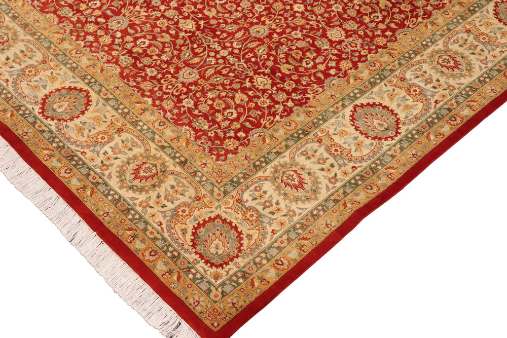 handmade Transitional  Red Beige Hand Knotted RECTANGLE 100% WOOL area rug 10x14
