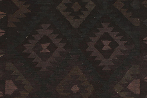 handmade Modern Kilim Black Blue Hand-Woven RECTANGLE 100% WOOL area rug 5' x 7'