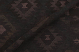 handmade Modern Kilim Black Blue Hand-Woven RECTANGLE 100% WOOL area rug 5' x 7'