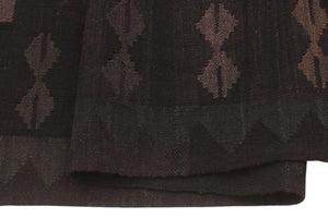 handmade Modern Kilim Black Blue Hand-Woven RECTANGLE 100% WOOL area rug 5' x 7'