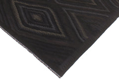 handmade Modern Kilim Black Blue Hand-Woven RECTANGLE 100% WOOL area rug 6' x 8'