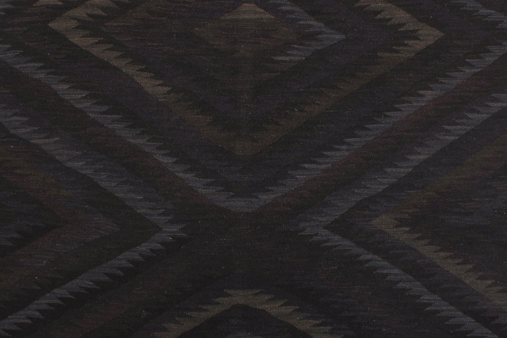 handmade Modern Kilim Black Blue Hand-Woven RECTANGLE 100% WOOL area rug 6' x 8'