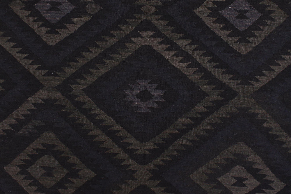 handmade Modern Kilim Black Blue Hand-Woven RECTANGLE 100% WOOL area rug 6' x 8'