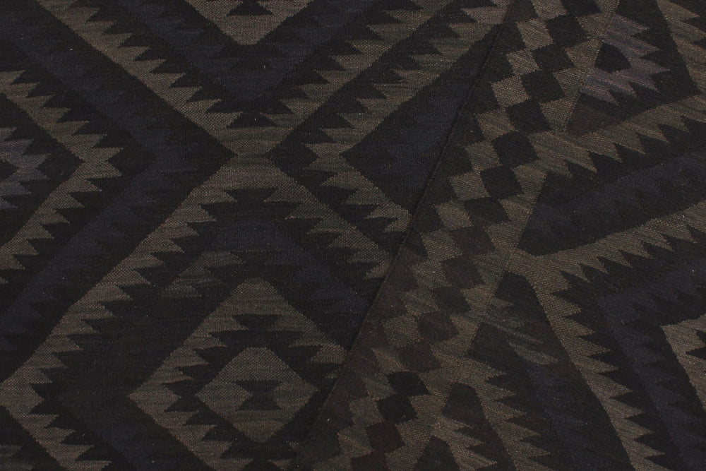 handmade Modern Kilim Black Blue Hand-Woven RECTANGLE 100% WOOL area rug 6' x 8'