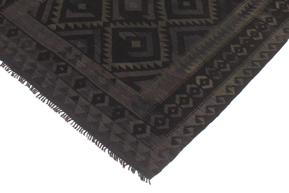 handmade Modern Kilim Black Blue Hand-Woven RECTANGLE 100% WOOL area rug 5x6