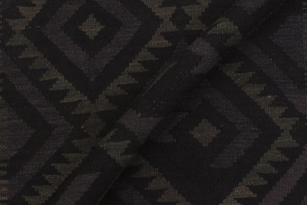 handmade Modern Kilim Black Blue Hand-Woven RECTANGLE 100% WOOL area rug 5x6