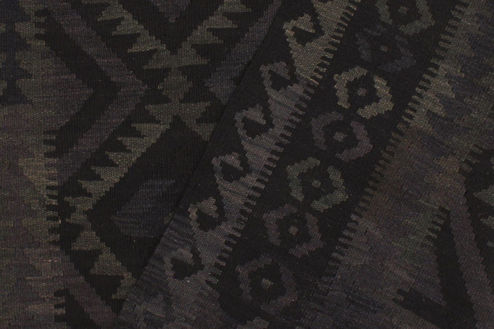 handmade Modern Kilim Black Blue Hand-Woven RECTANGLE 100% WOOL area rug 5x6