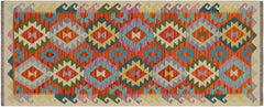 handmade Geometric Kilim Rust Beige Hand-Woven RUNNER 100% WOOL area rug 3 x 6