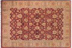 handmade Traditional Lahore Red Beige Hand Knotted RECTANGLE 100% WOOL area rug 10x15