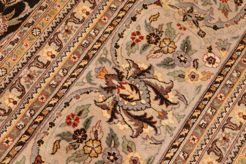 handmade Transitional Tabriz Charcoal Taupe Hand Knotted RECTANGLE 100% WOOL area rug 10x14