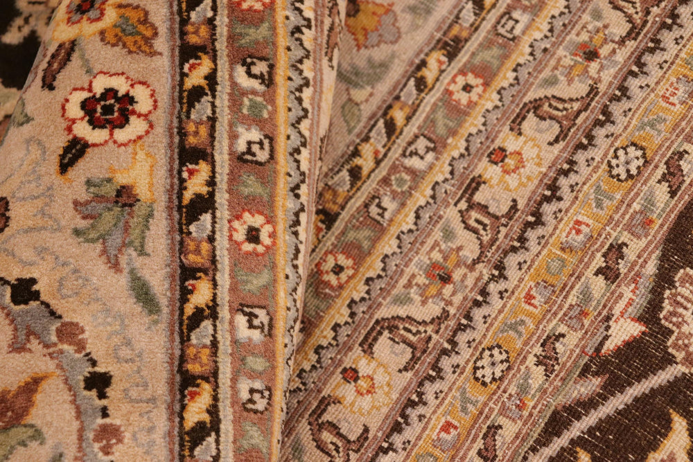 handmade Transitional Tabriz Charcoal Taupe Hand Knotted RECTANGLE 100% WOOL area rug 10x14
