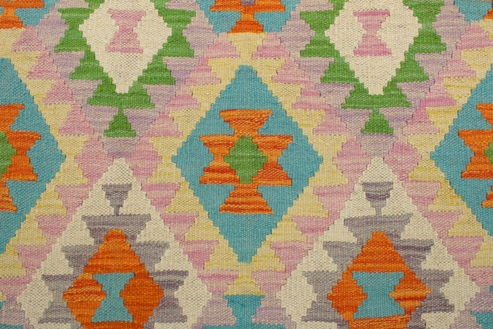 handmade Geometric Kilim Beige Orange Hand-Woven RECTANGLE 100% WOOL area rug 4 x 6