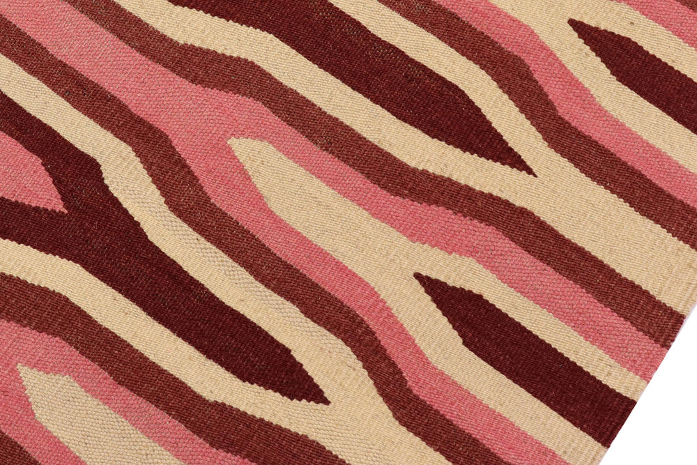 handmade Modern Kilim Beige Pink Hand-Woven RECTANGLE 100% WOOL area rug 6x9