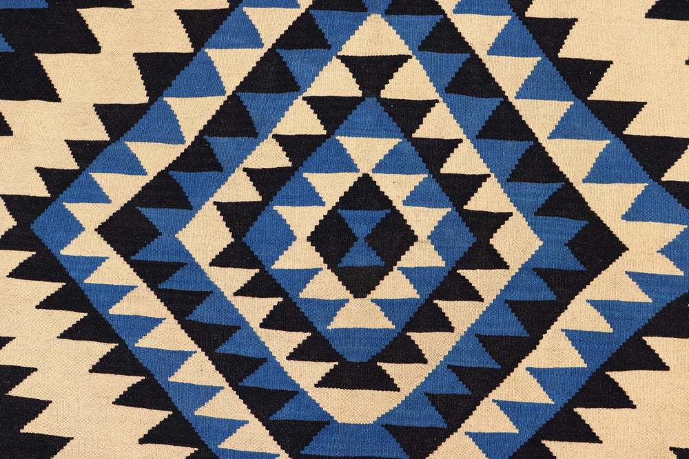handmade Modern Kilim Beige Blue Hand-Woven RECTANGLE 100% WOOL area rug 6x9