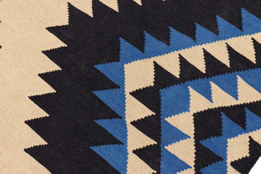 handmade Modern Kilim Beige Blue Hand-Woven RECTANGLE 100% WOOL area rug 6x9