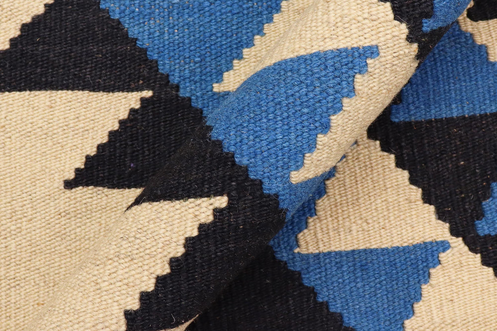 handmade Modern Kilim Beige Blue Hand-Woven RECTANGLE 100% WOOL area rug 6x9